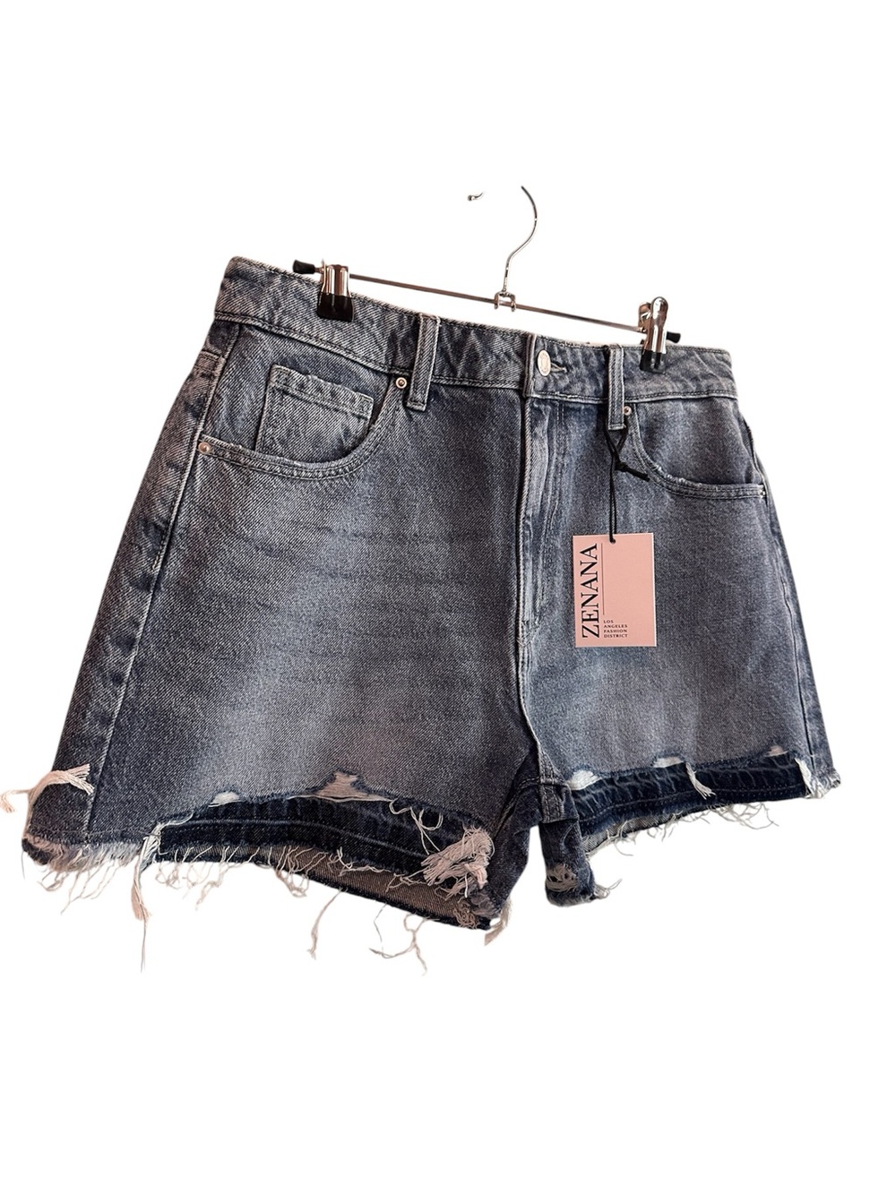 Zenana Outfitters Distressed Denim Shorts - Picture 2 of 3